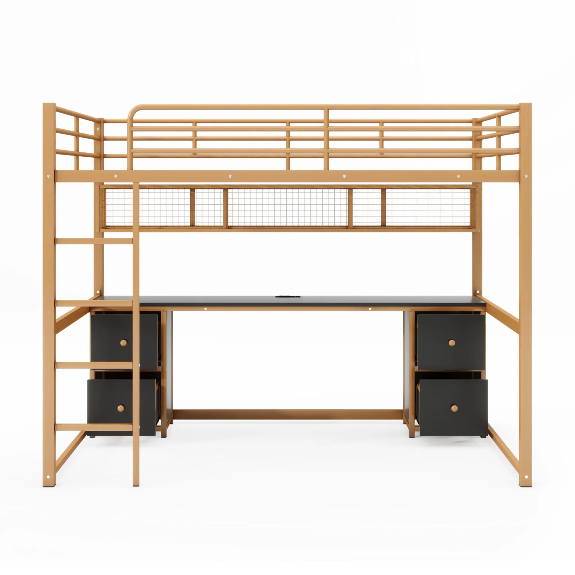 Merax Industrial Metal Loft Bed with Desk