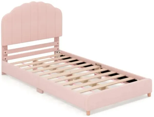 Hivvago Twin Bed Frame with Height-Adjustable Headboard and Sturdy Wooden Slats