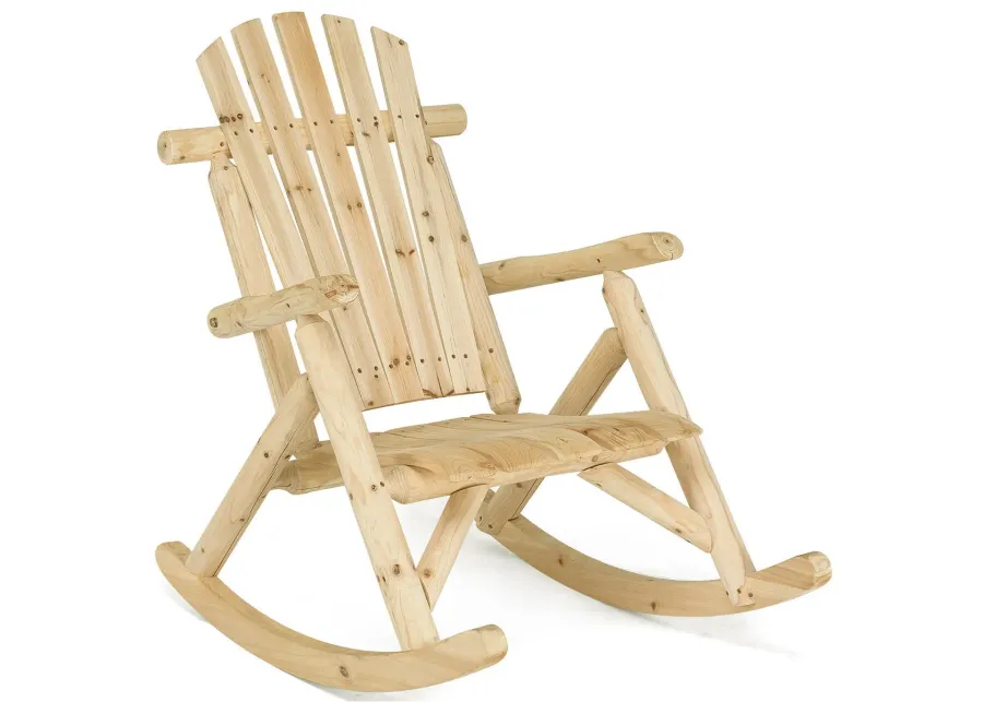 Wood Single Porch Rocker Lounge Patio Rocking Chair