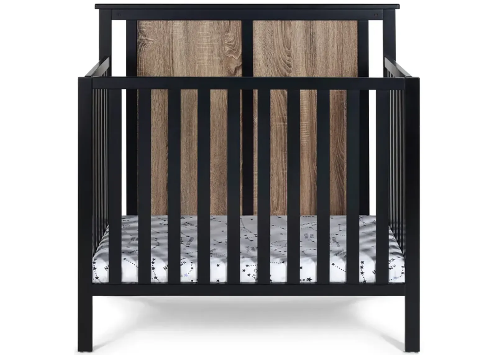 Suite Bebe Connelly Mini Crib Black/Vintage Walnut With Mattress Pad