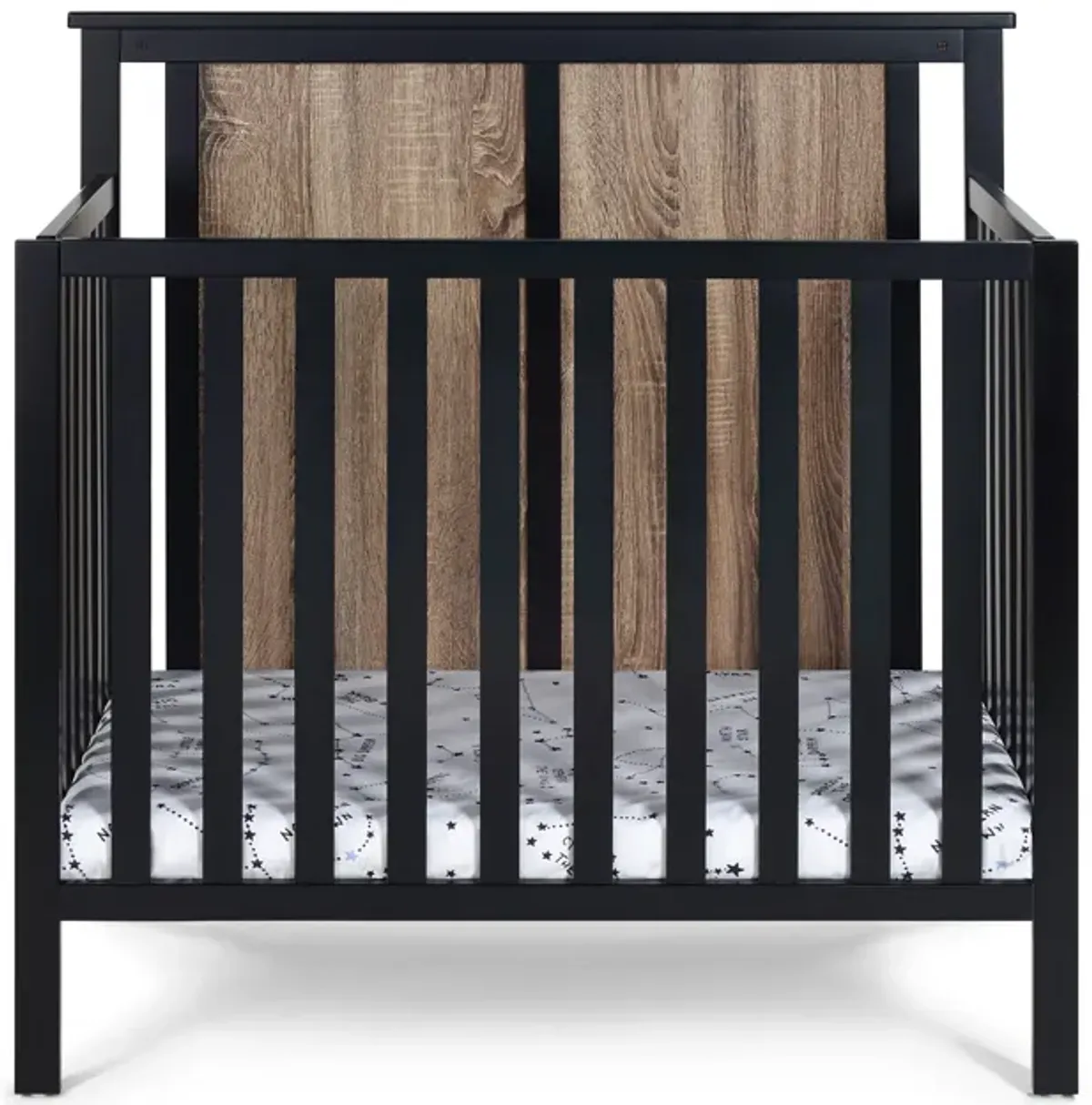 Suite Bebe Connelly Mini Crib Black/Vintage Walnut With Mattress Pad