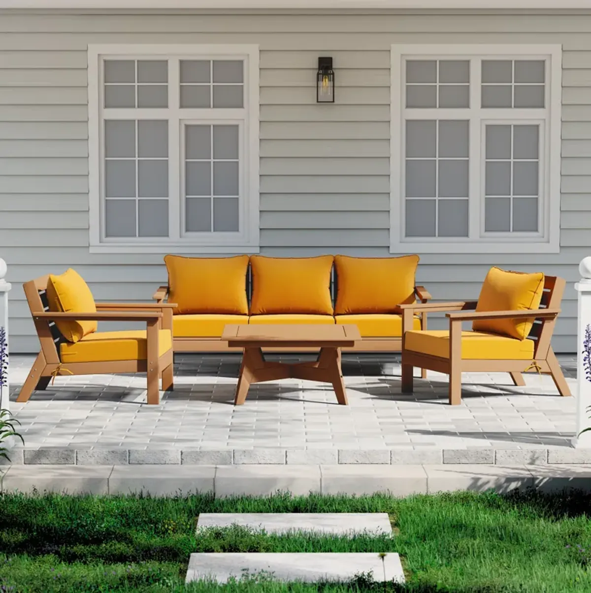 WestinTrends Outdoor 6-Piece Modular Sectional Patio Furniture Sofa Set