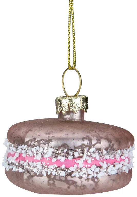 2" Pink Macaroon with Sugar Glass Christmas Ornament