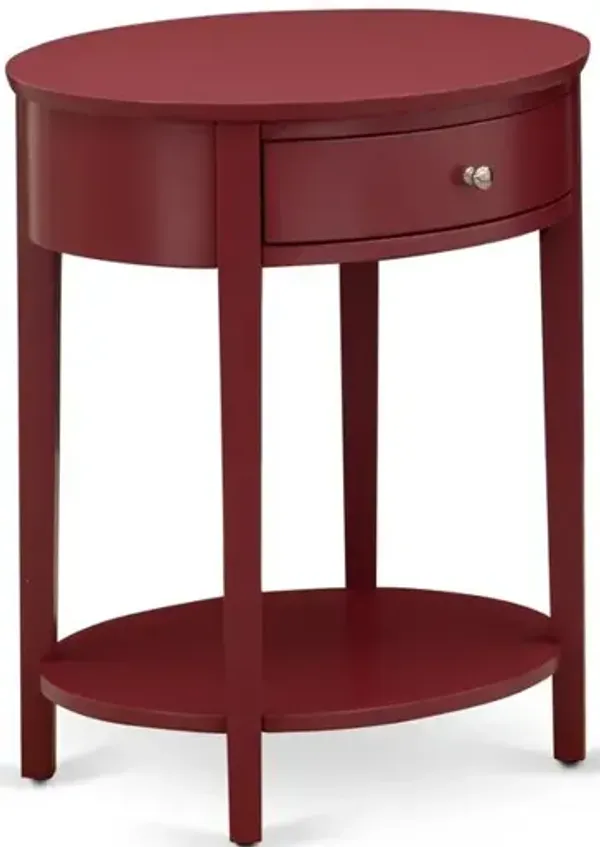 Modern End Table with 1 Wooden Drawer, Stable and Sturdy Constructed - Burgundy Finish
