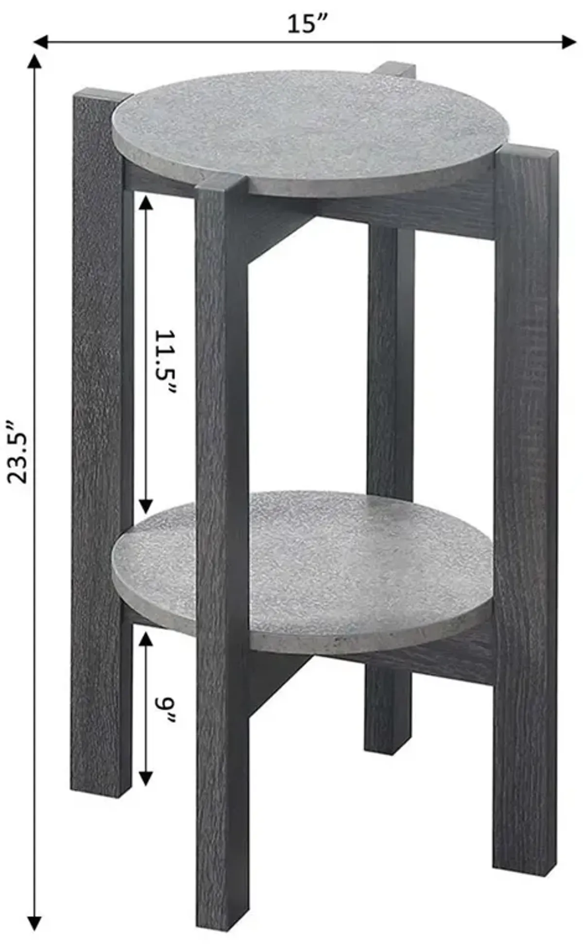 Convenience Concepts Newport Medium 2 Tier Plant Stand Faux Cement/Weathered Gray