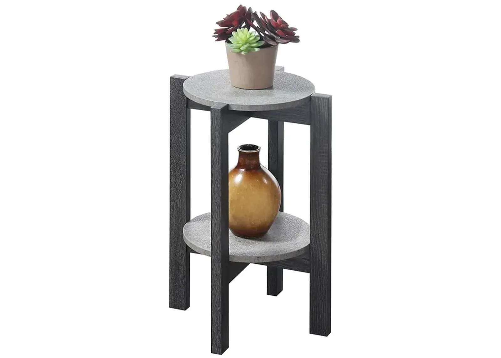 Convenience Concepts Newport Medium 2 Tier Plant Stand Faux Cement/Weathered Gray