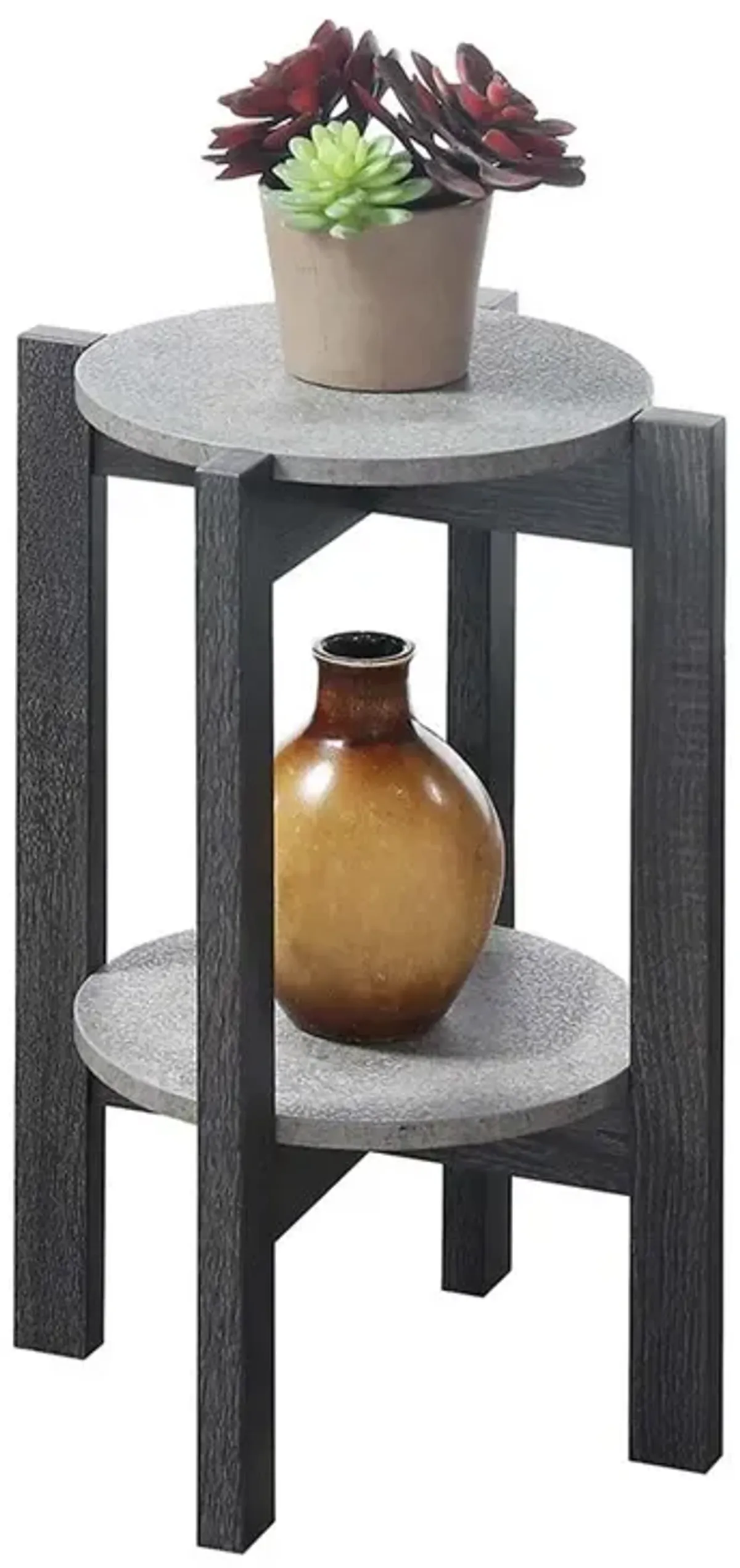 Convenience Concepts Newport Medium 2 Tier Plant Stand Faux Cement/Weathered Gray