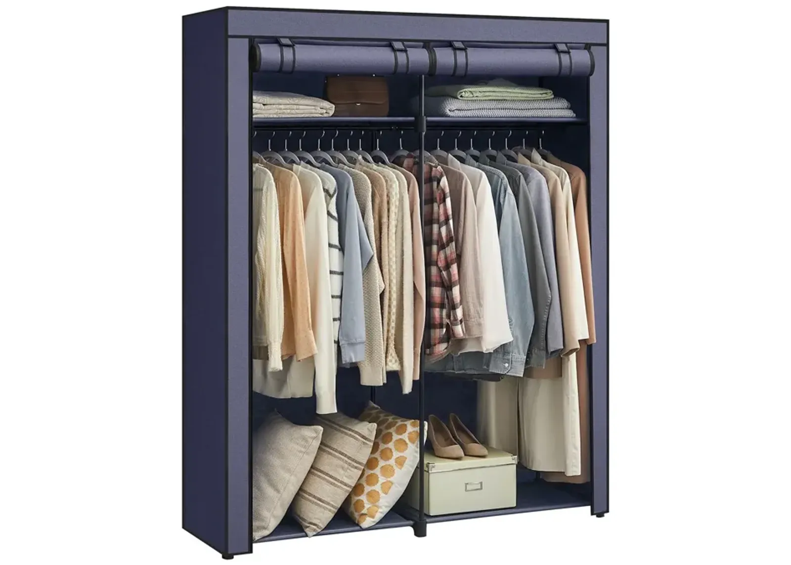 Portable Wardrobe with Hanging Rods for Closet Organization