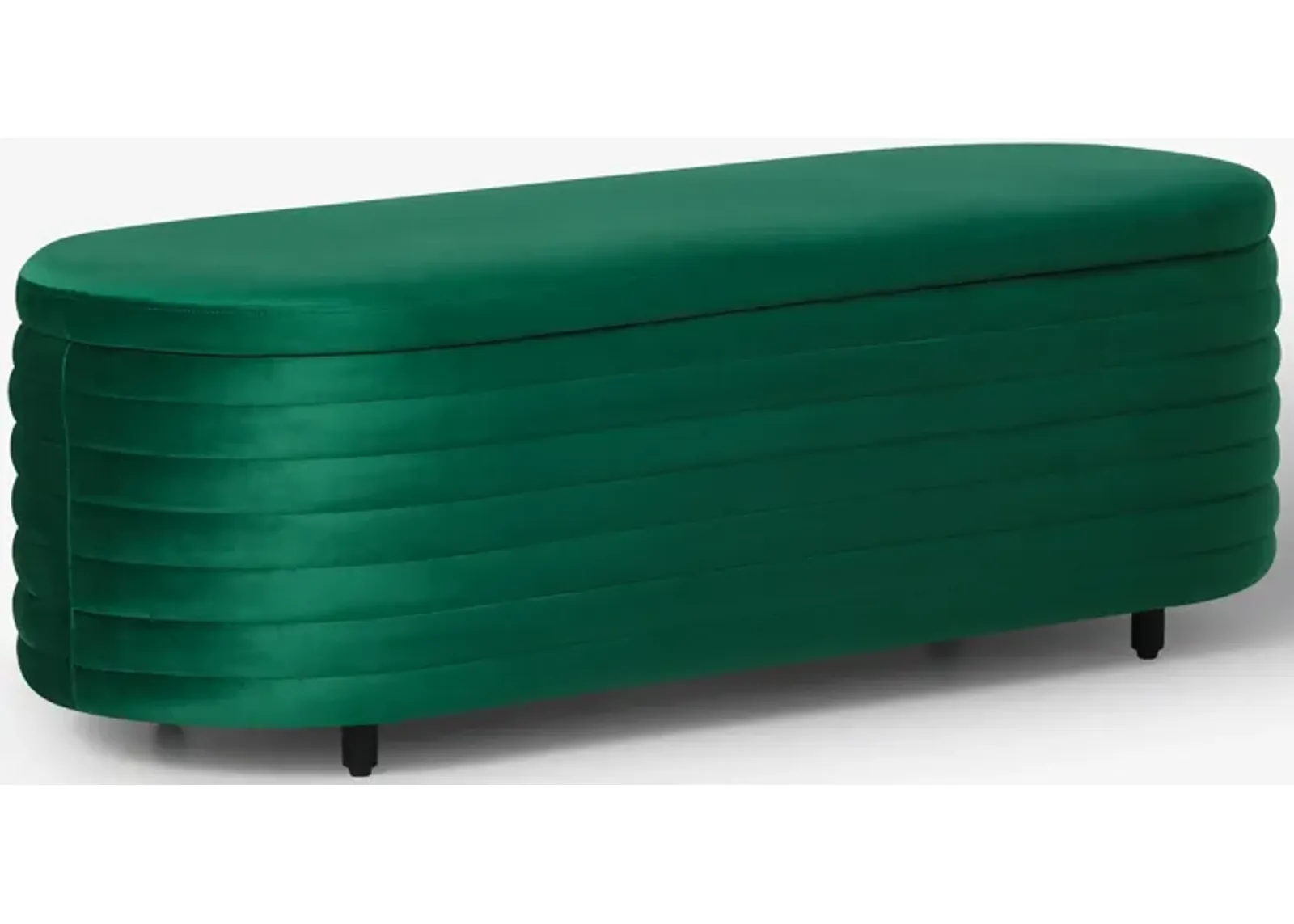 WestinTrends 54" Wide Mid-Century Modern Upholstered Velvet Tufted Oval Storage Ottoman Bench