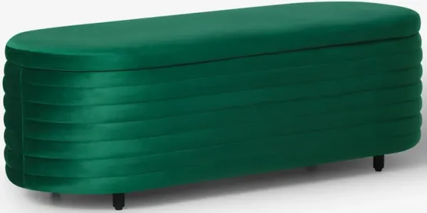 WestinTrends 54" Wide Mid-Century Modern Upholstered Velvet Tufted Oval Storage Ottoman Bench