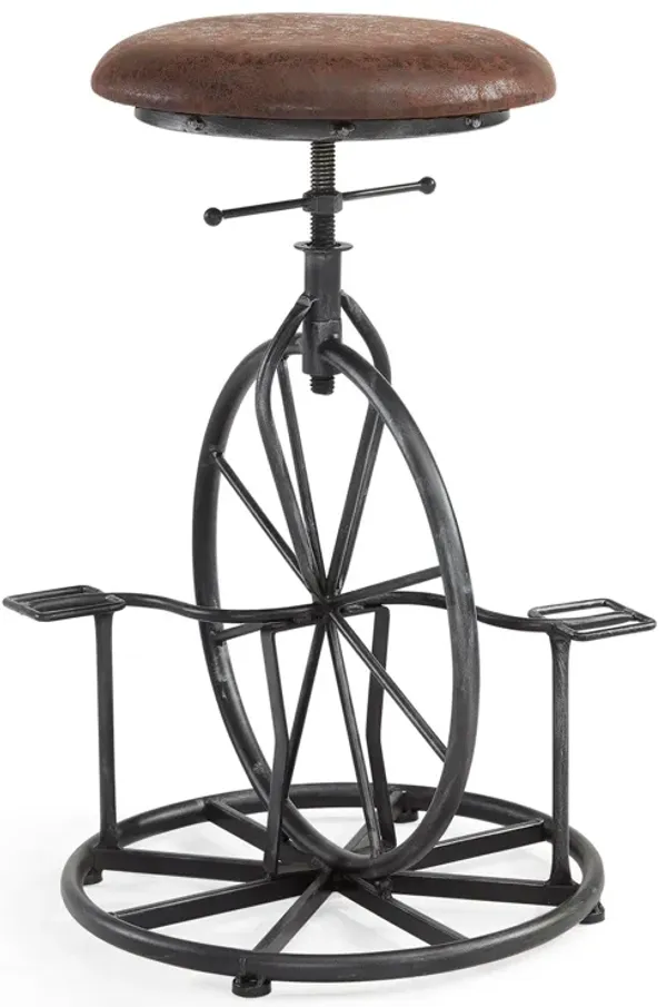 Harlem Adjustable Height Swivel Pine Wood and Metal Bicycle Stool