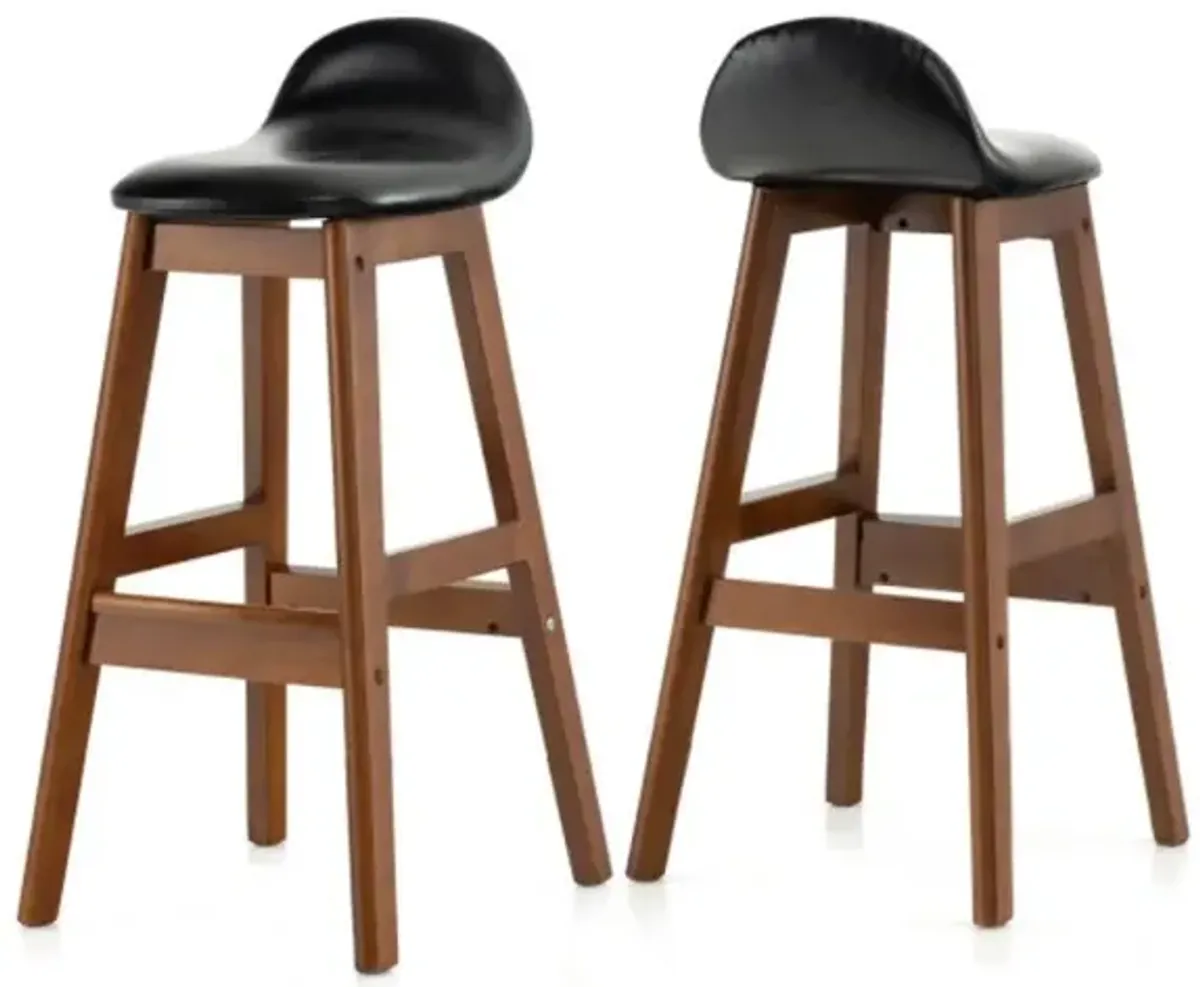 Hivvago 27.5 Inch Set of 2 Upholstered PU Leather Barstools with Back Cushion-Brown