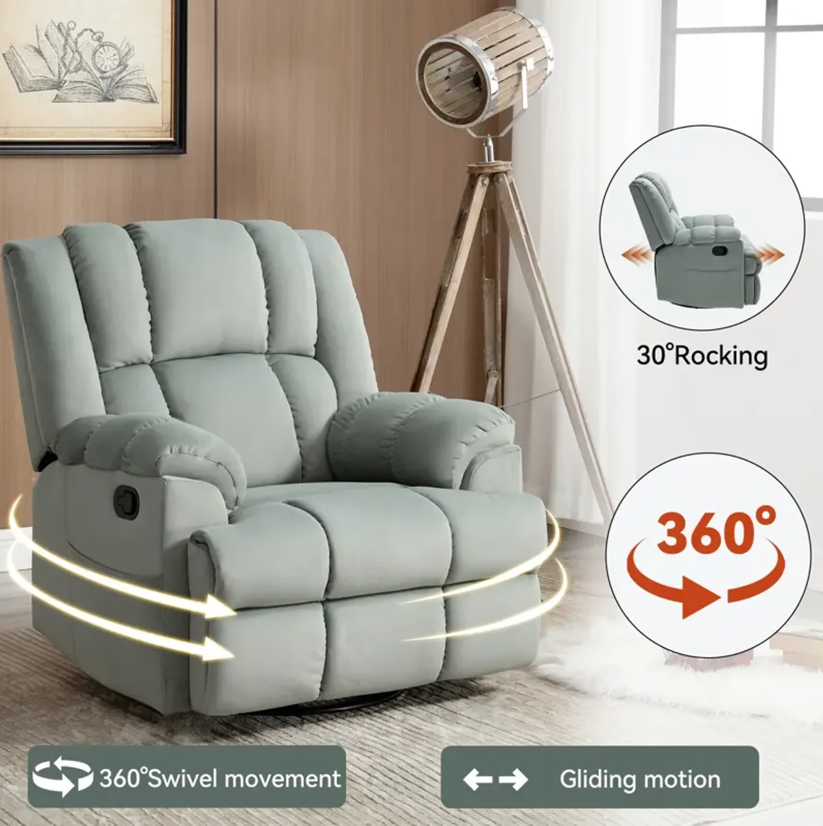 Merax Manual Recliner Chair Swivel  Rocking Chair