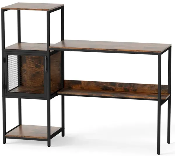 Multifunctional Computer Desk with Hutch, Shelves, and Cabinet for Home Office