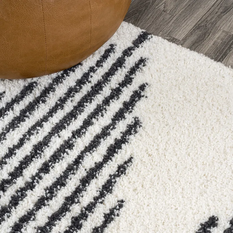 Elm Diamond Stripe Geometric Shag Area Rug