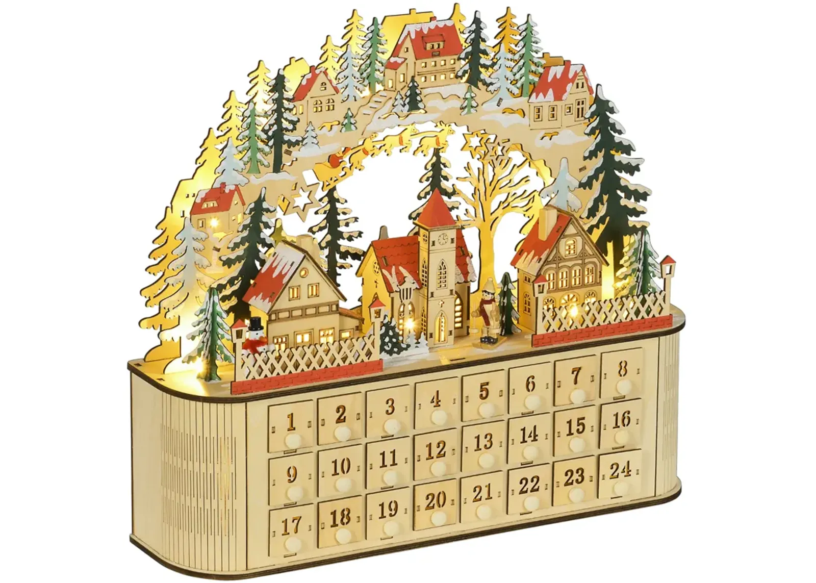 HOMCOM Lighted Christmas Advent Calendar, 24 Dasys Countdown to Christmas