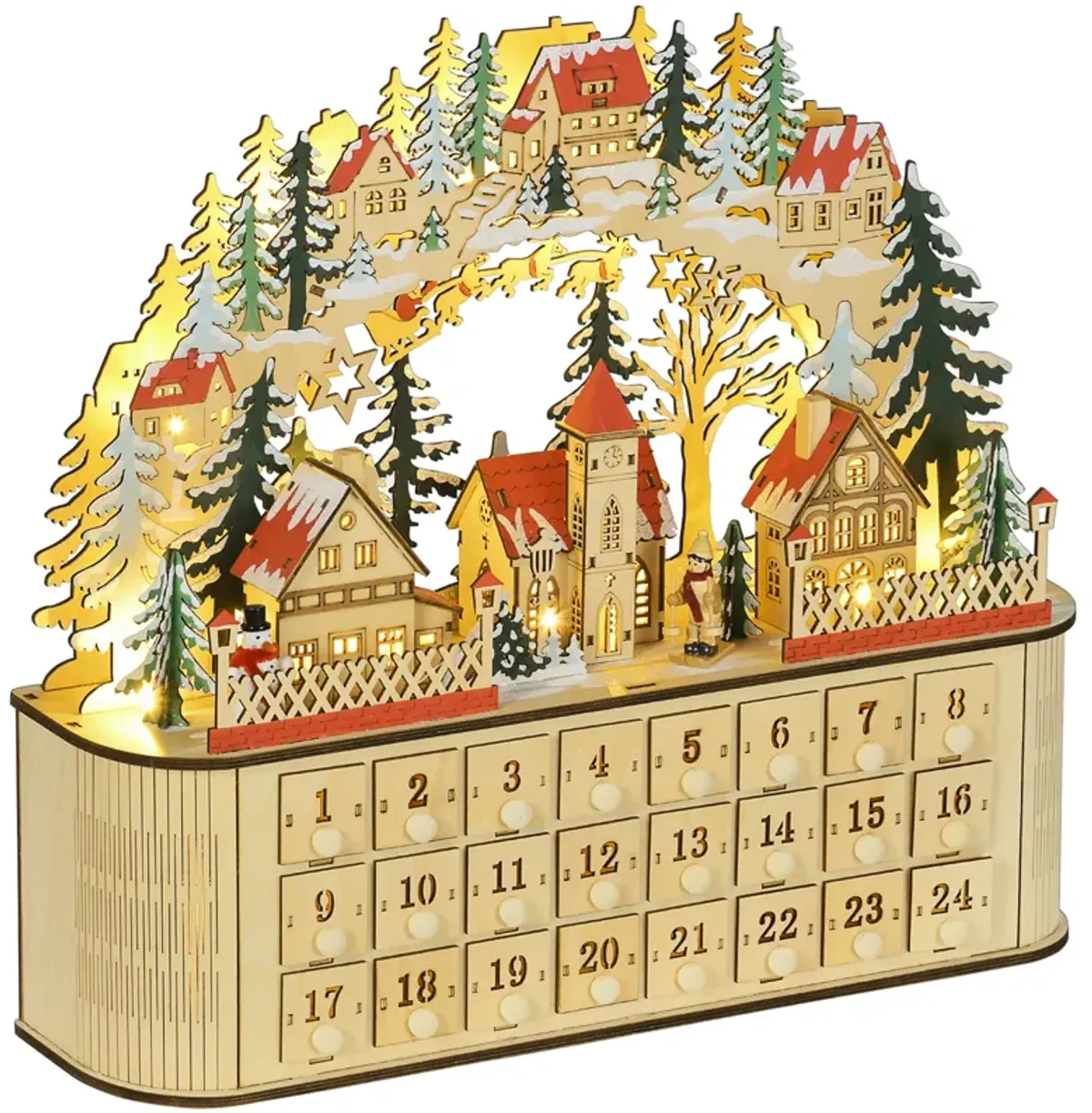 HOMCOM Lighted Christmas Advent Calendar, 24 Dasys Countdown to Christmas