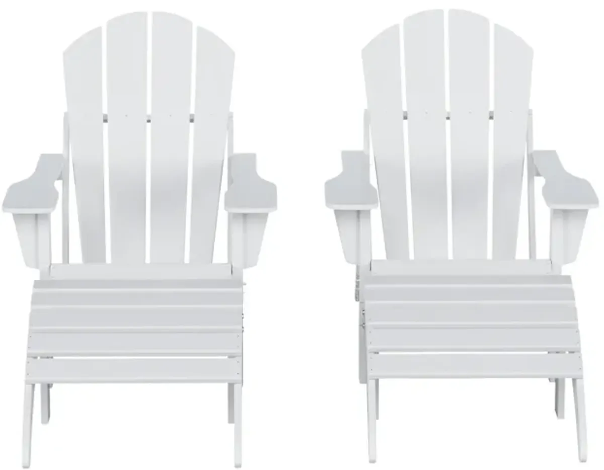 WestinTrends 4-Piece Folding Adirondack Chair With Footrest Ottoman Set