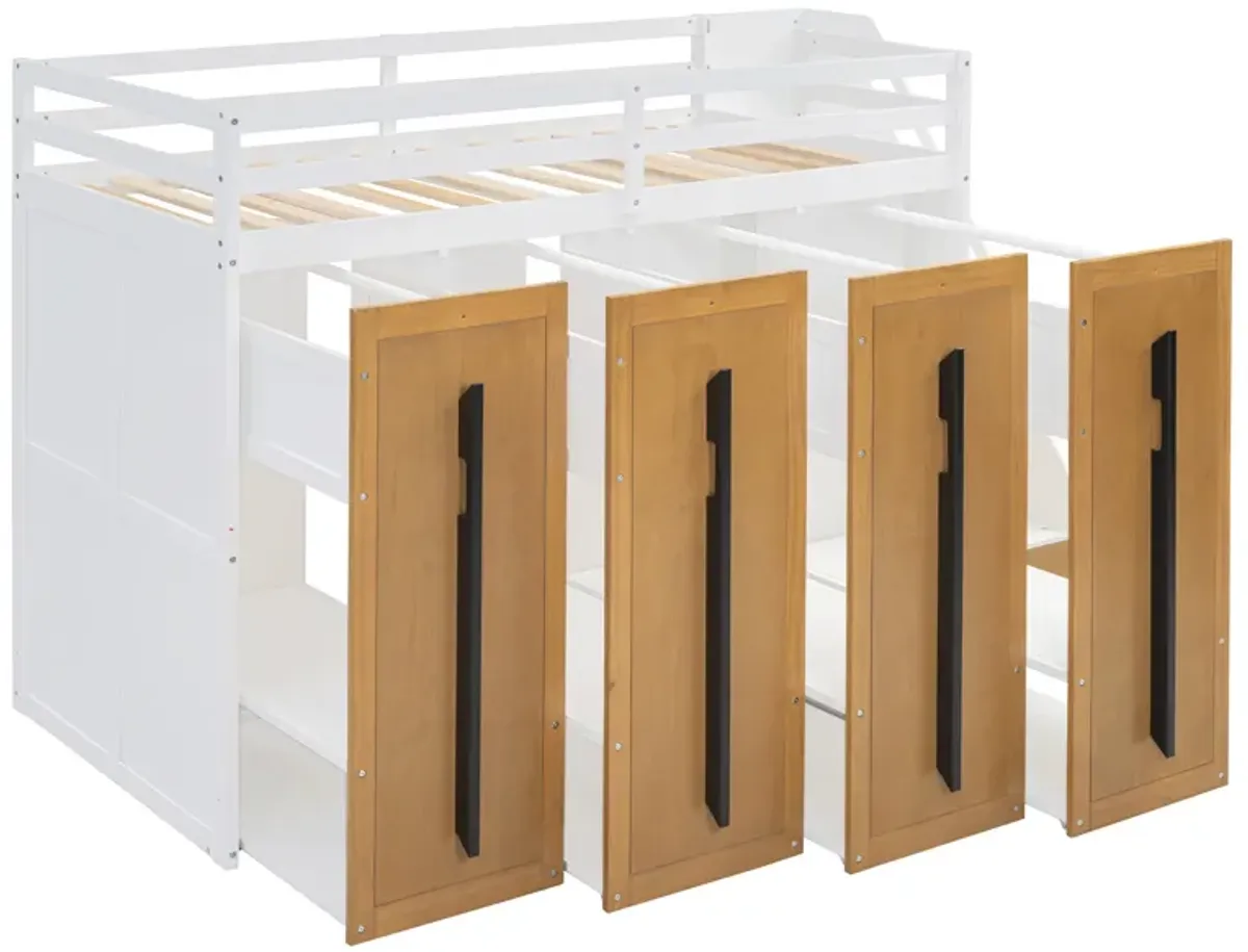 Merax Modern Loft Bed with Storage Stairs