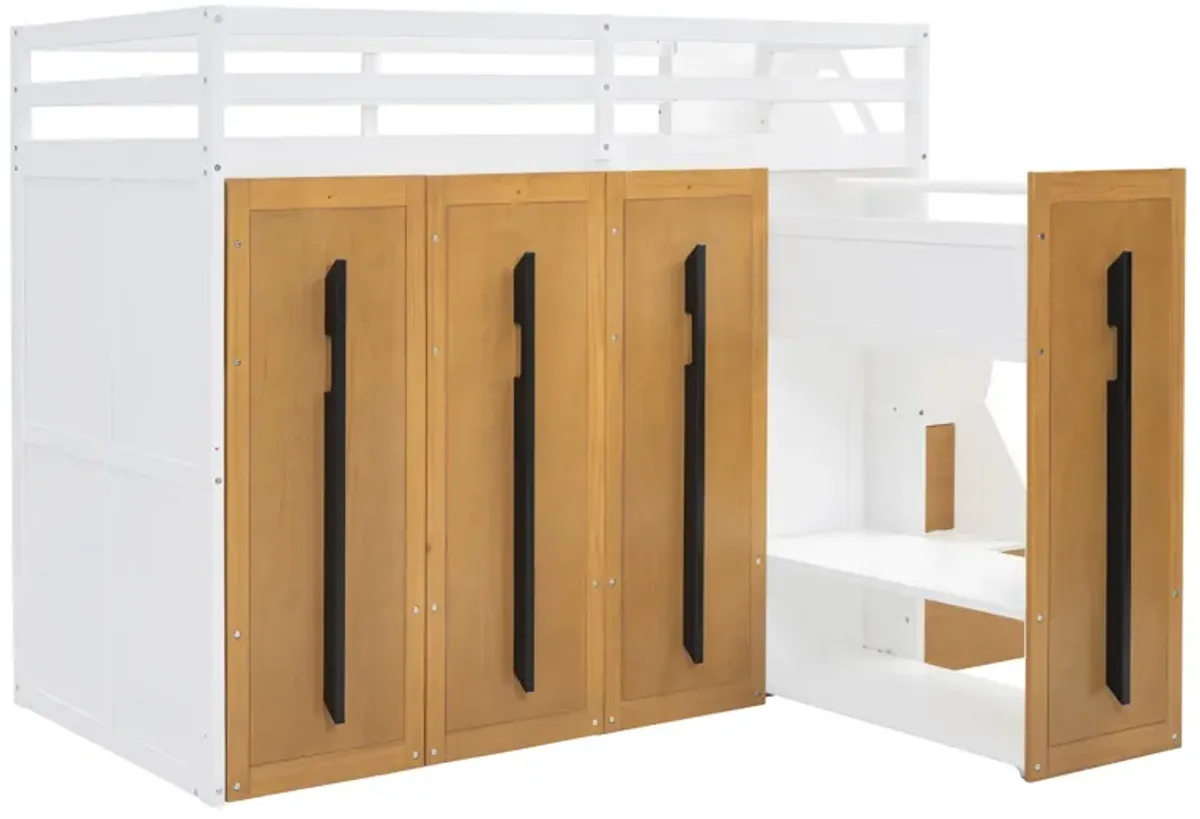 Merax Modern Loft Bed with Storage Stairs