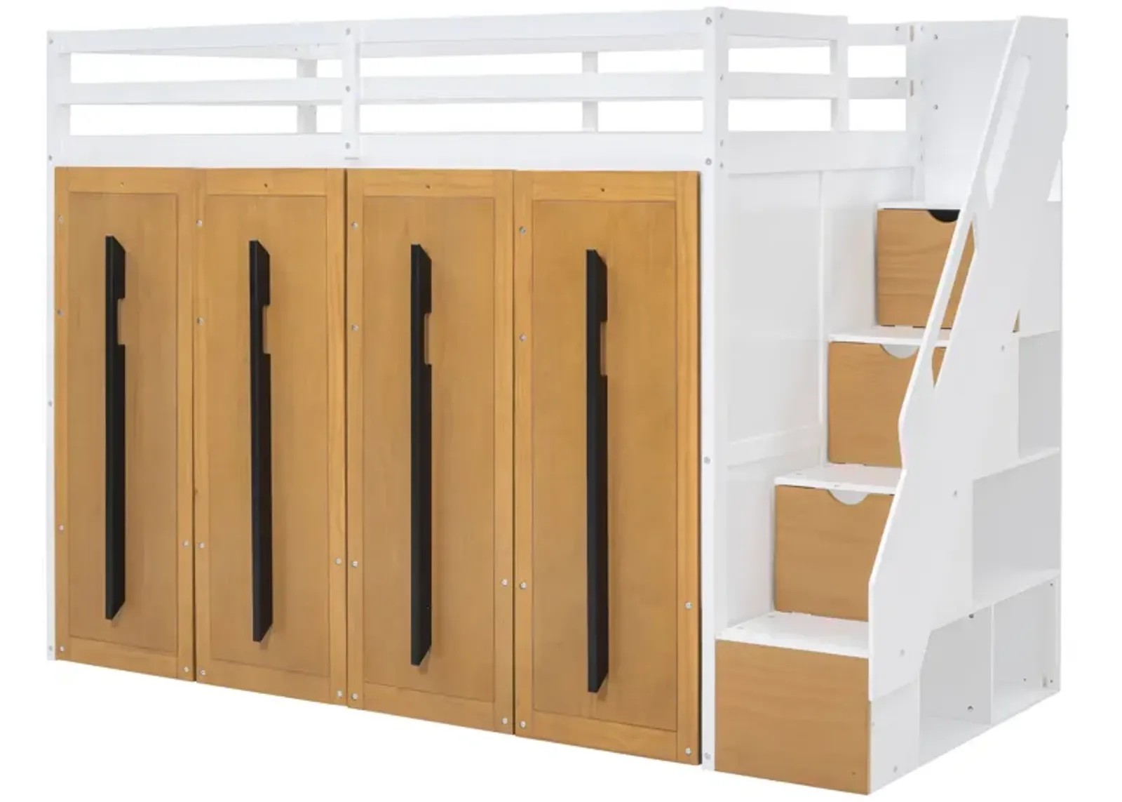 Merax Modern Loft Bed with Storage Stairs