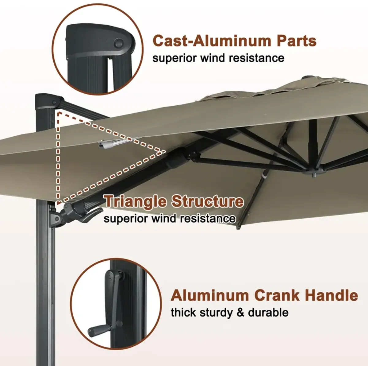 MONDAWE 13ft Square Offset Cantilever Patio Umbrella for Outdoor Shade