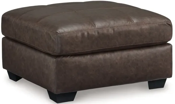 Barl Oversized Ottoman, Plush Dark Brown Faux Leather Cushion, 36 Inch - Benzara