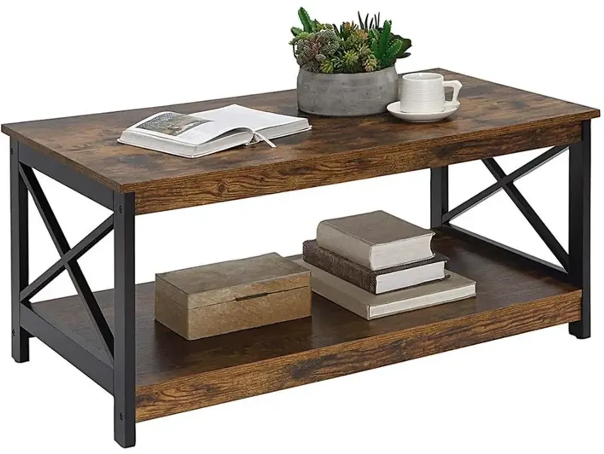 Convenience Concepts Oxford Coffee Table with Shelf Barnwood/Black