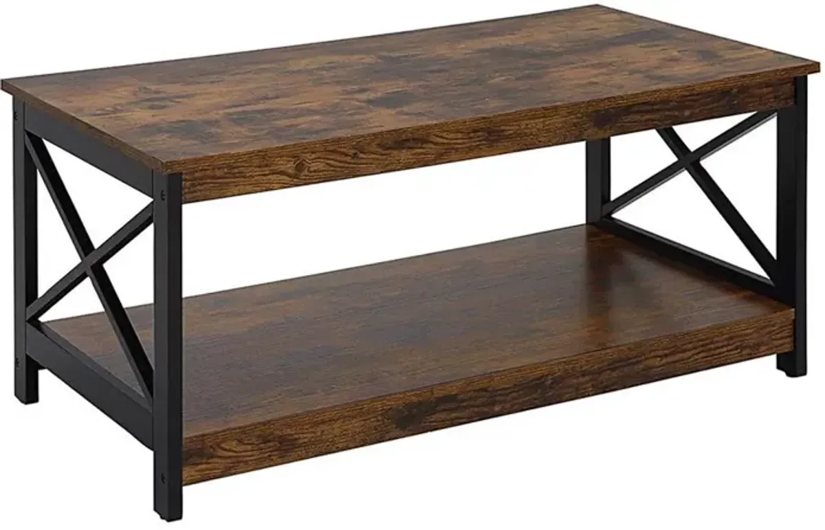 Convenience Concepts Oxford Coffee Table with Shelf Barnwood/Black