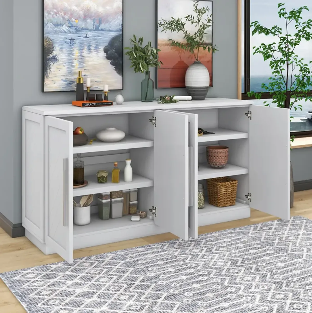 Merax  Large Storage Space Storage Sideboard Buffet Cabinet