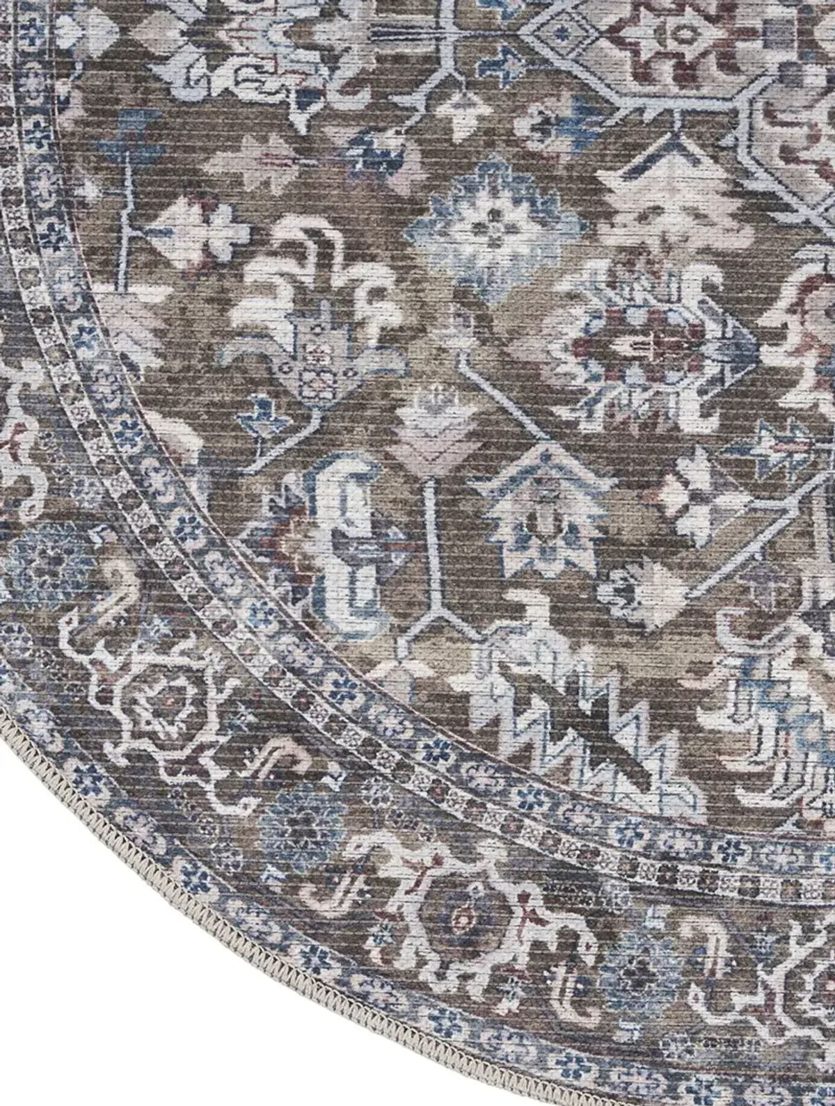 Machine Washable Series 1 SR104 Olive 5'3" x Round Rug