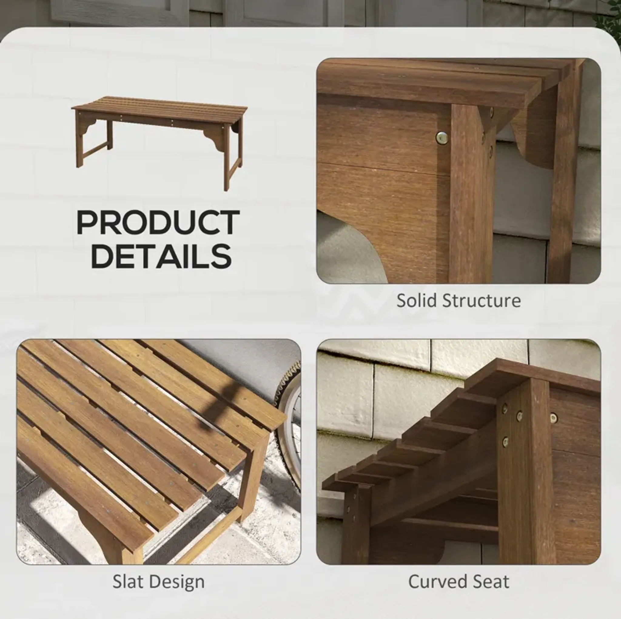 Outsunny Wooden Garden Bench Outdoor Park Bench With Slatted Seat ...