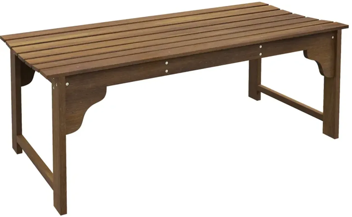 Outsunny Wooden Garden Bench, Outdoor Park Bench with Slatted Seat, Backless Front Porch Bench with Curved Seat for Conservatory, Garden, Poolside, Deck, Teak