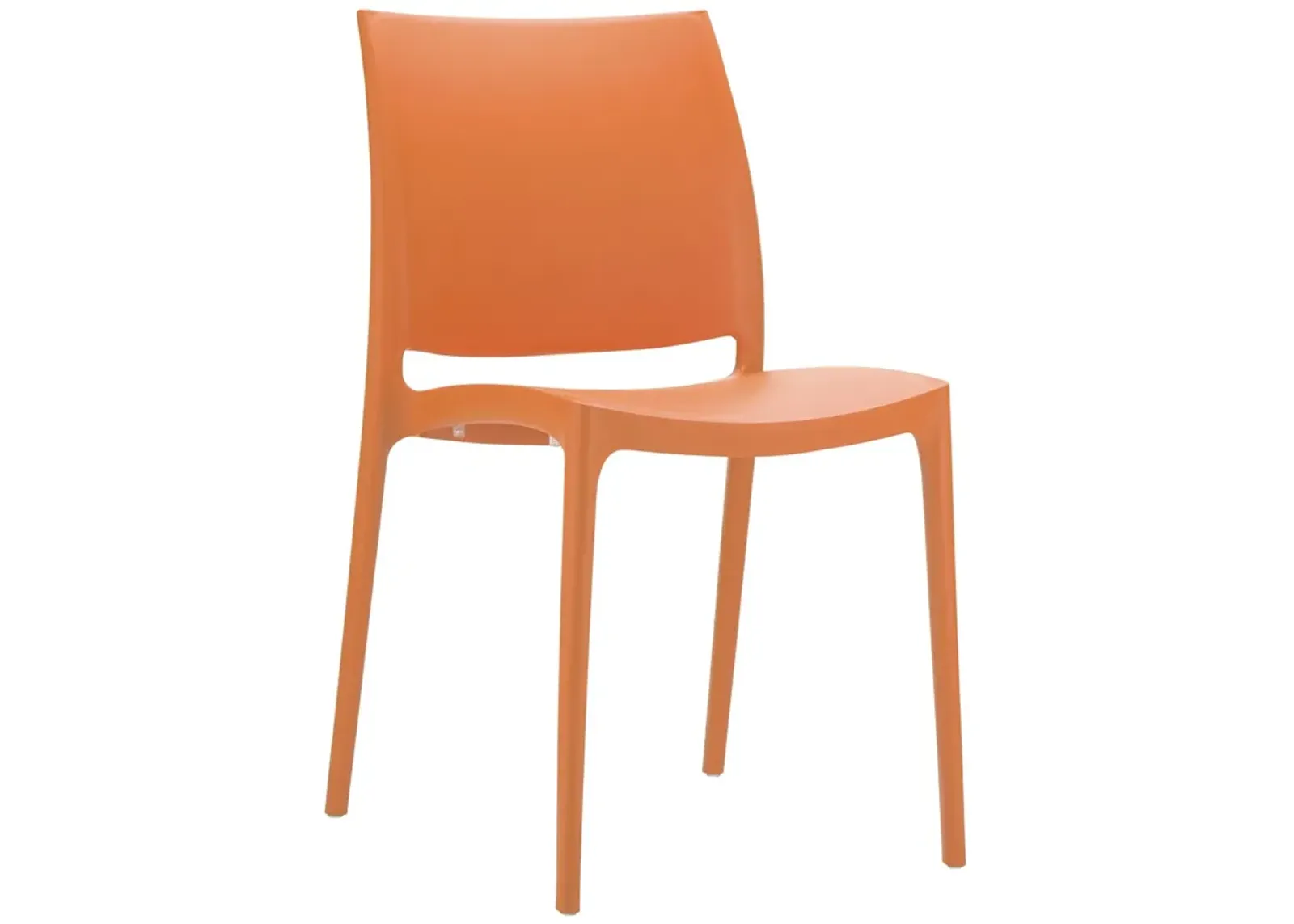 32" Orange Resin Solid Weather Resistant Outdoor Dining Chair