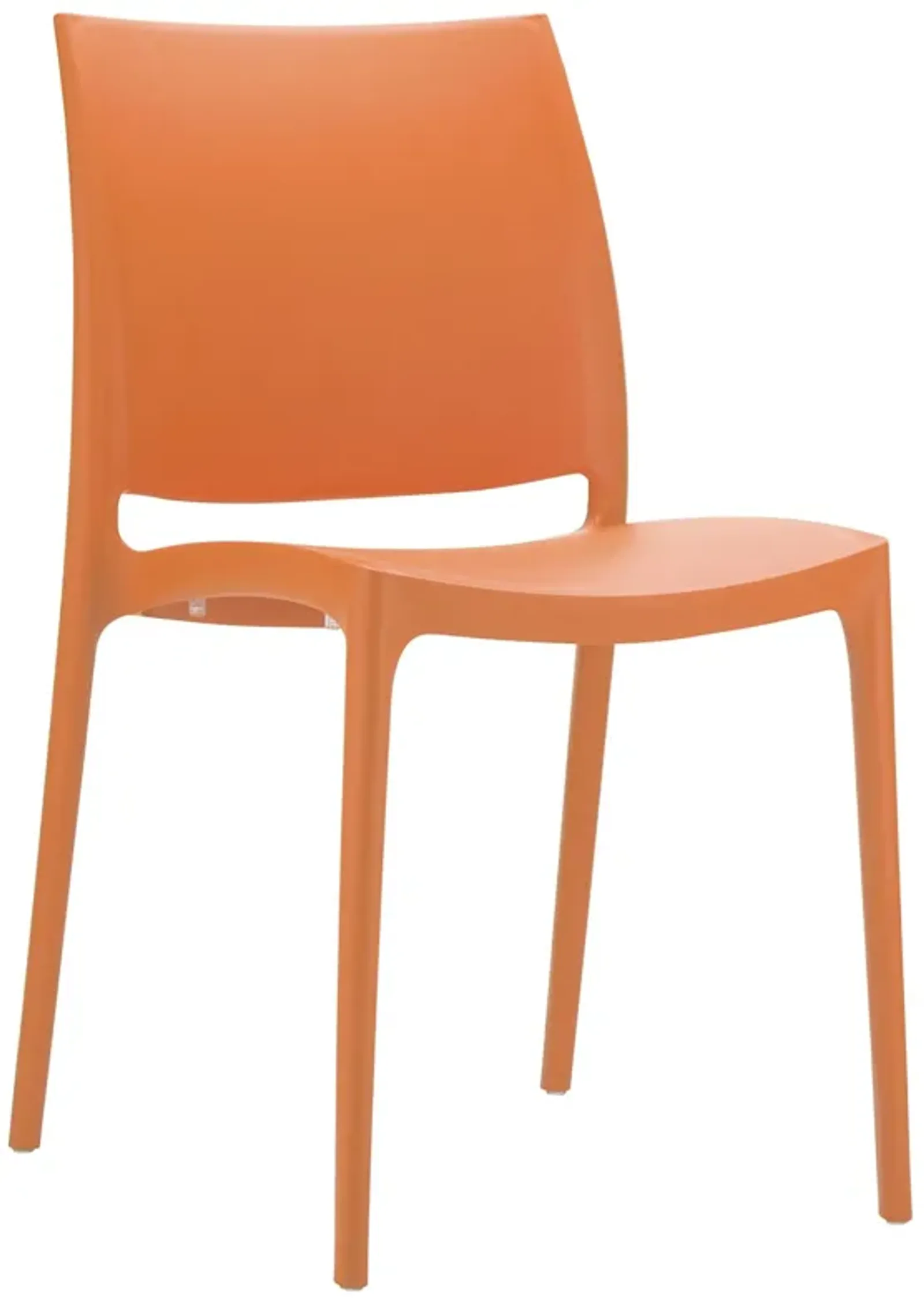 32" Orange Resin Solid Weather Resistant Outdoor Dining Chair