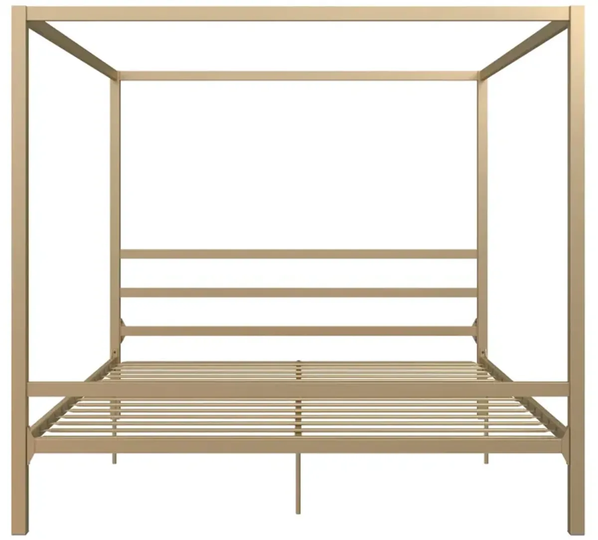 Modern Canopy Metal Bed, King, Gold