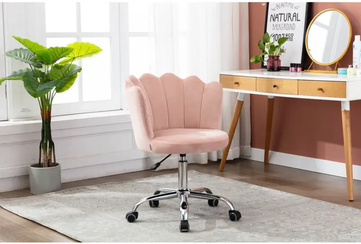 Swivel Shell Chair For Living Room/Bedroom, Modern Leisure Office Chair Pink