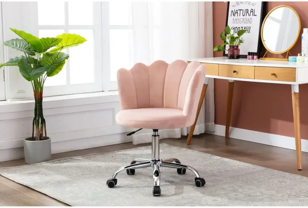 Swivel Shell Chair For Living Room/Bedroom, Modern Leisure Office Chair Pink