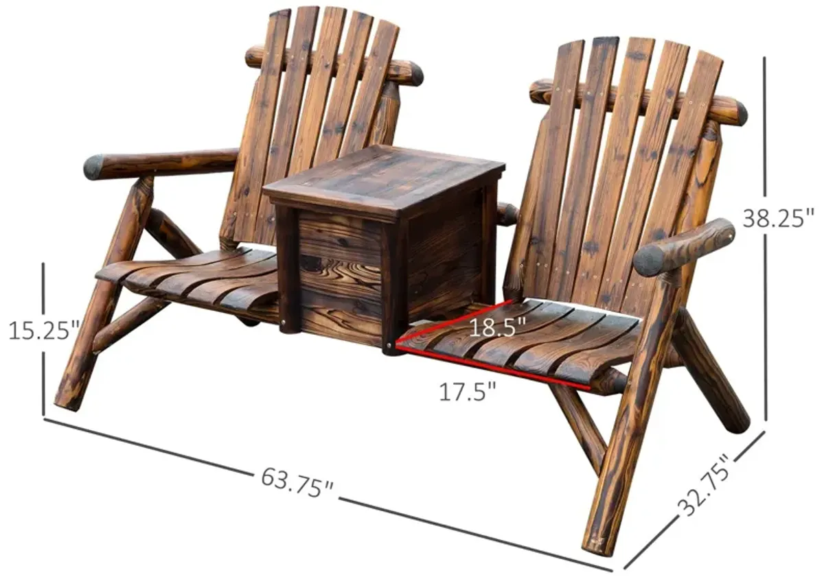 Rustic Ice Bucket Loveseat: Wooden Adirondack Double Chair for Outdoor Relaxation