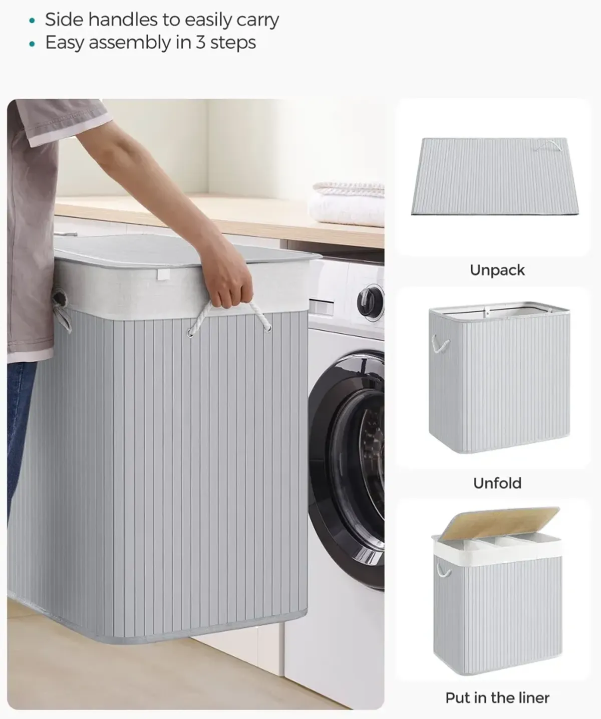 39.6-Gallon Laundry Hamper with Lid Large Capacity