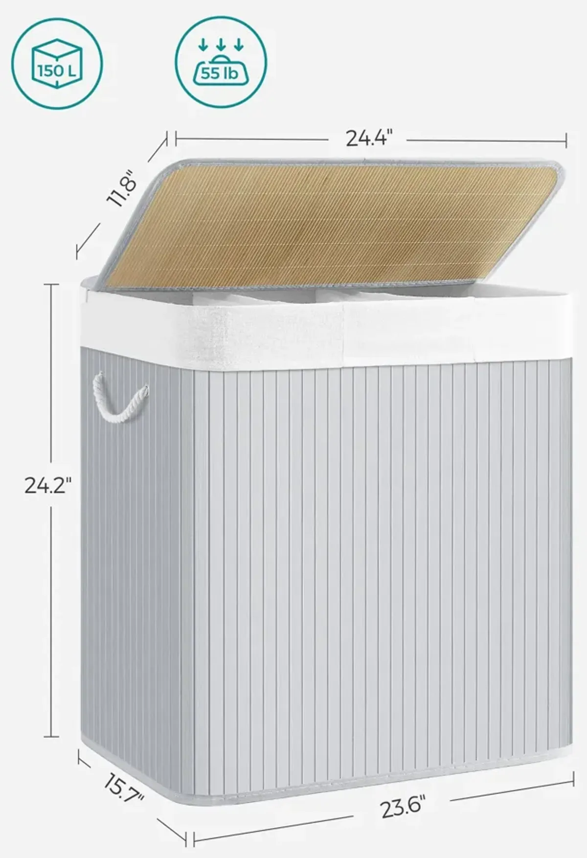 39.6-Gallon Laundry Hamper with Lid Large Capacity