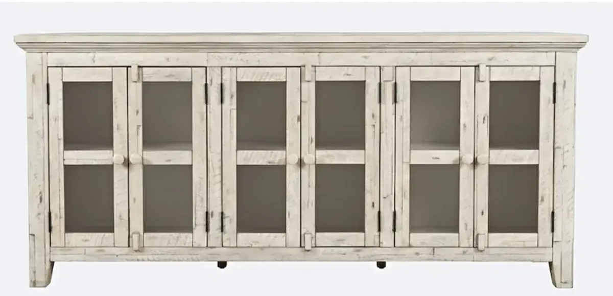 Jofran Rustic Shores 70 Coastal Distressed Acacia Six-Door Sideboard Cabinet