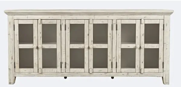 Jofran Rustic Shores 70 Coastal Distressed Acacia Six-Door Sideboard Cabinet