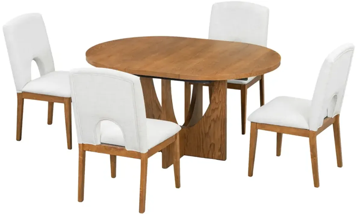 Merax 5-Piece Extendable Round Dining Table Set