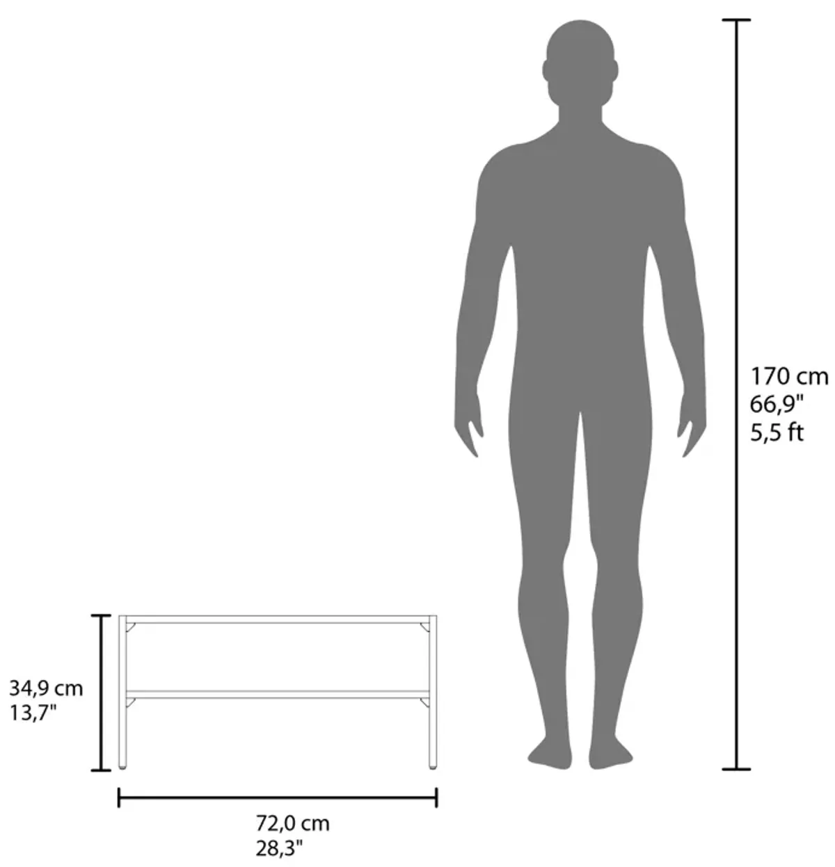 Ferry Shoe Rack 13.7" H, with 2 Shelves, White