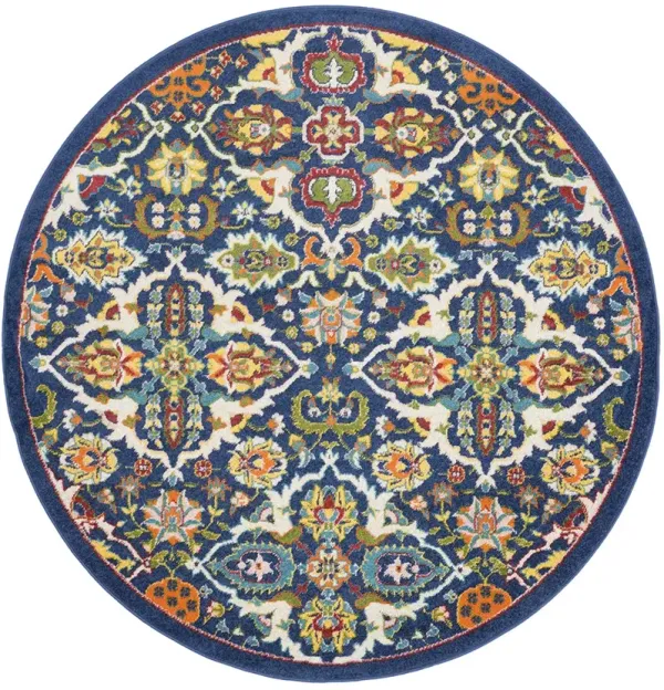 Allur ALR03 Navy/Multicolor 7’10” x Round Rug