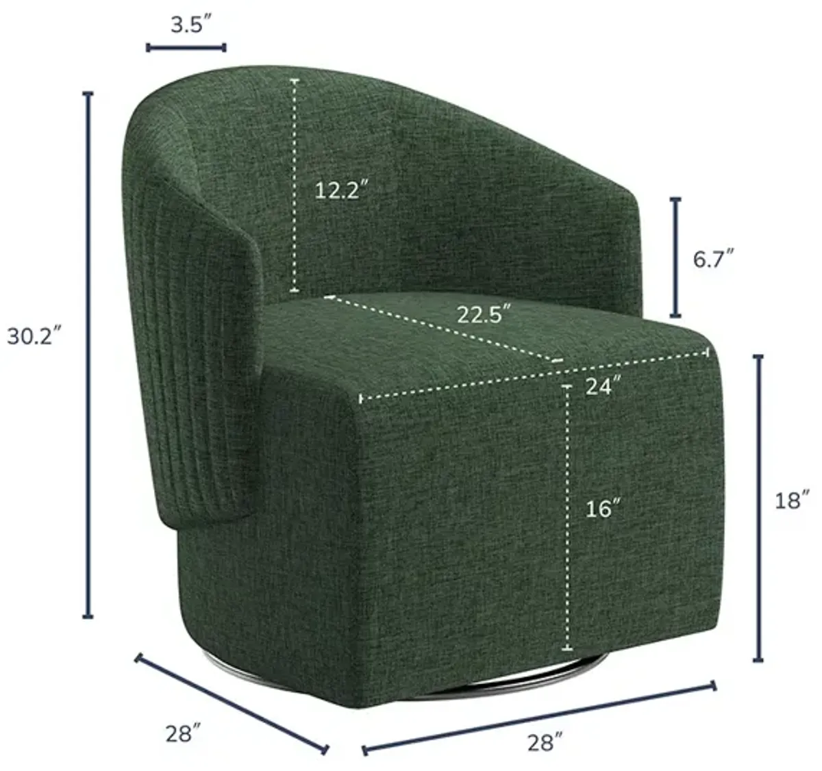 BELLEZE Swivel Accent Chair, Modern Upholstered Swivel Armchair 360 Degree Barrel Chair Comfy Corner Chair for Living Room Bedroom - Malta (Green)