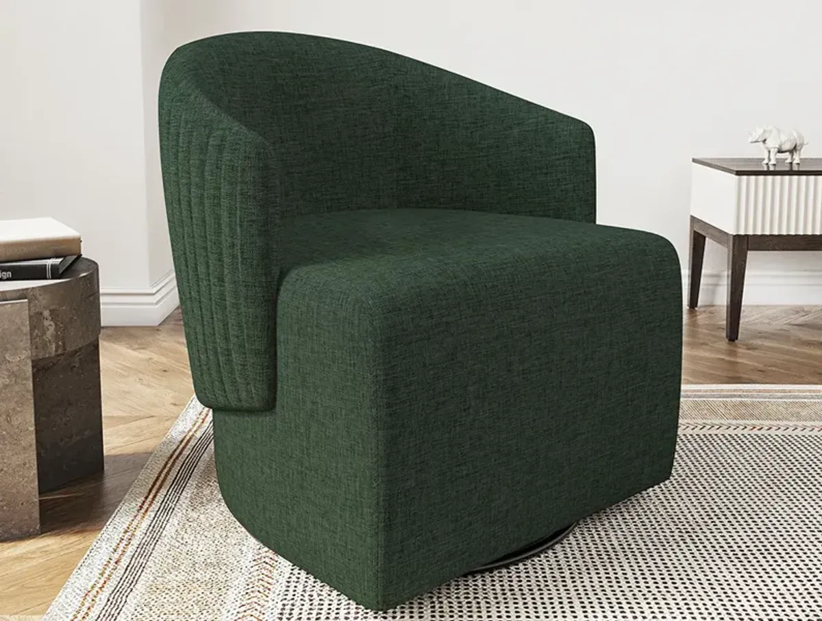 BELLEZE Swivel Accent Chair, Modern Upholstered Swivel Armchair 360 Degree Barrel Chair Comfy Corner Chair for Living Room Bedroom - Malta (Green)