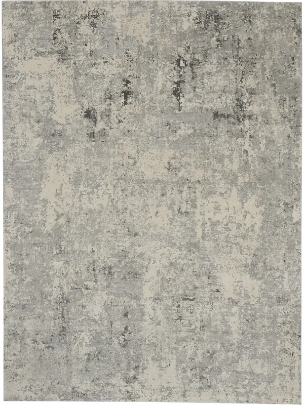 Rustic Textures RUS07 Gray/Beige 7’10” x Round Rug