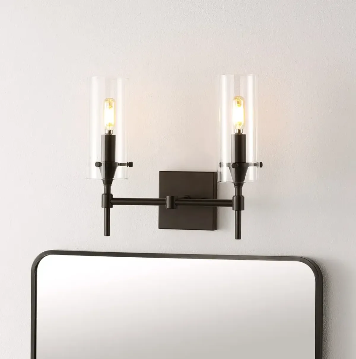 Cato Bohemian Farmhouse Iron/Glass LED Vanity